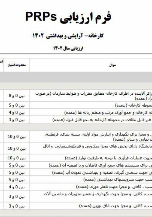 PRPSکارخانه آرایشی و بهداشتی  1402